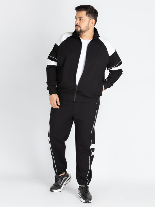 Mens Plus Size Black Solid SweatShirt