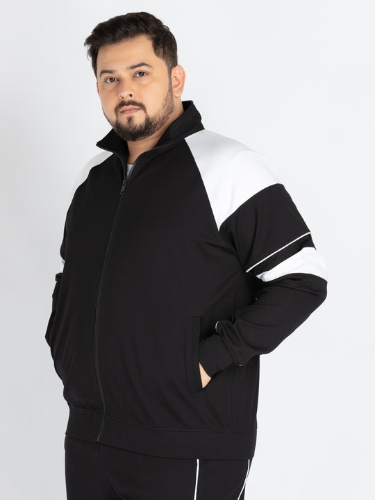 Mens Plus Size Black Solid SweatShirt