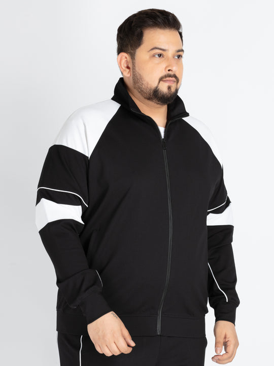 Mens Plus Size Black Solid SweatShirt