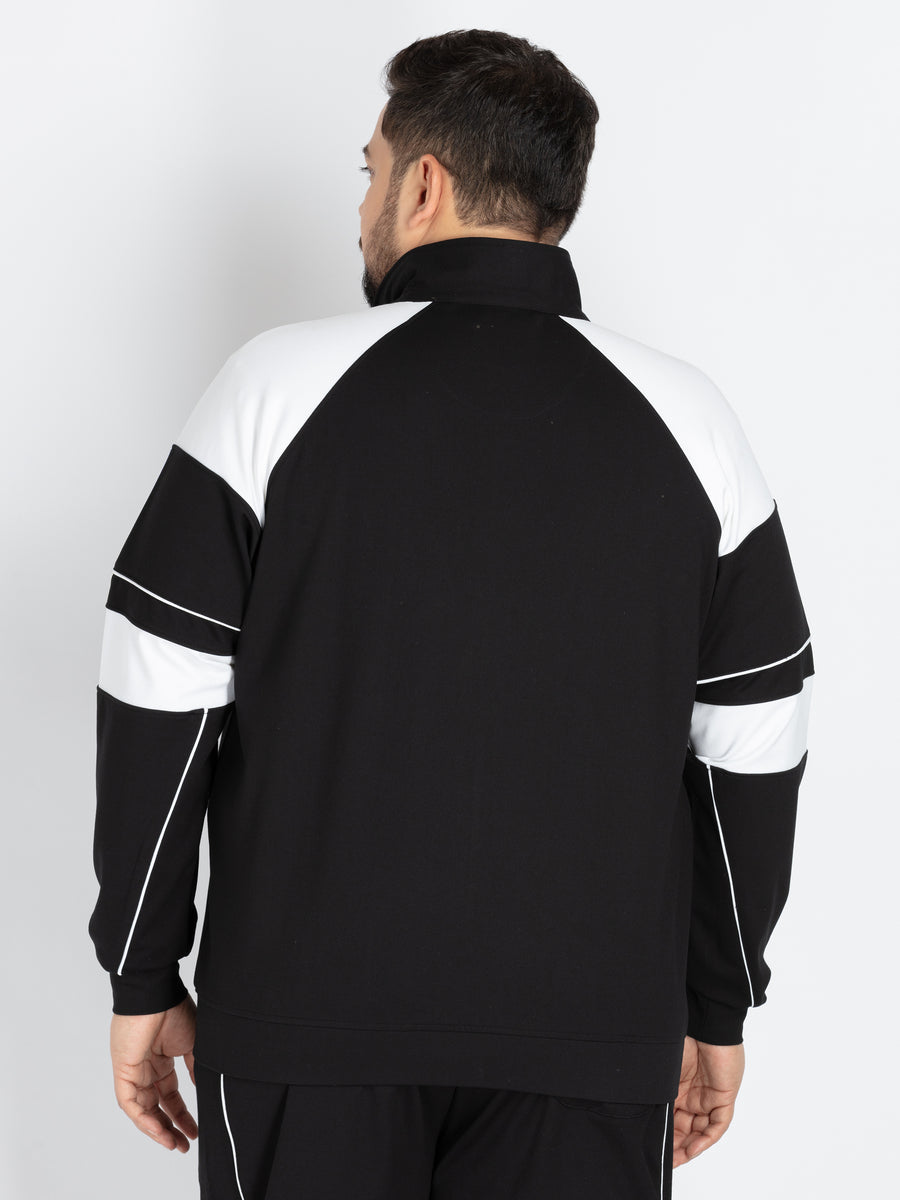 Mens Plus Size Black Solid SweatShirt