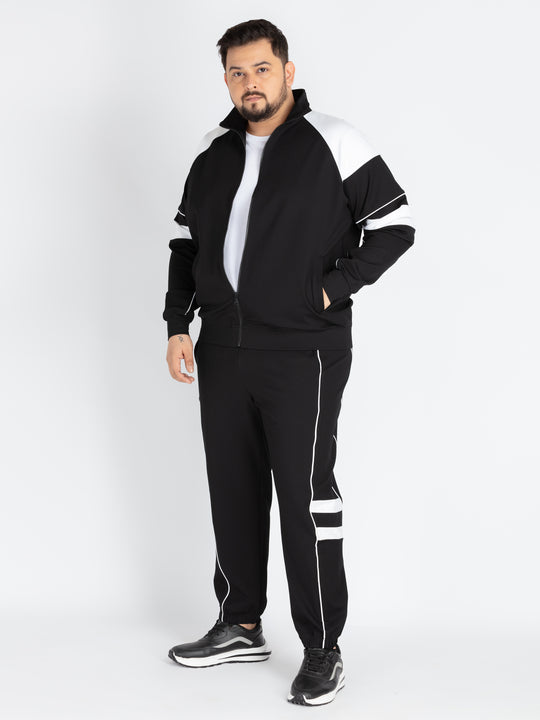 Mens Plus Size Black Solid SweatShirt