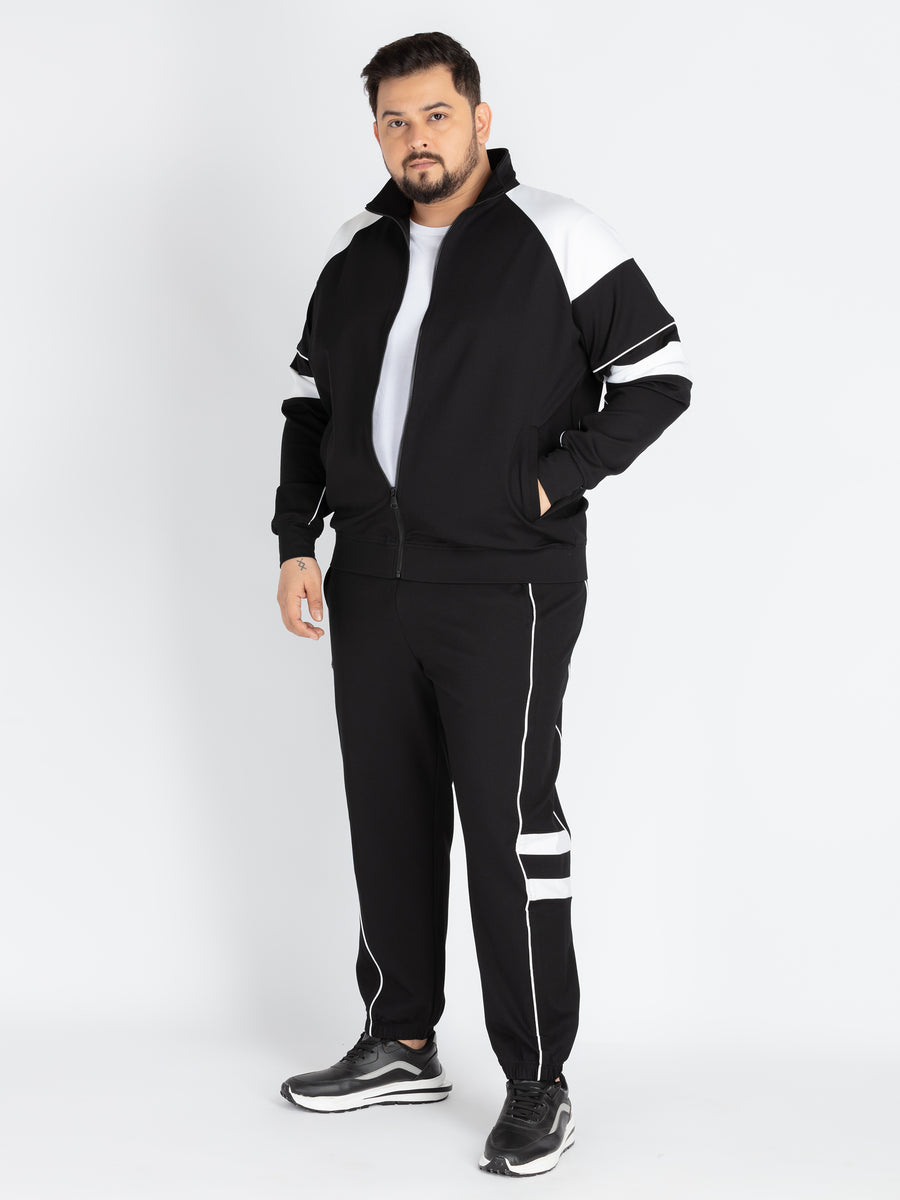 Mens Plus Size Black Solid SweatShirt
