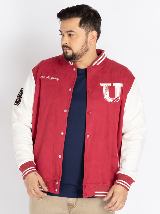Mens Plus Size Red Varsity Jacket