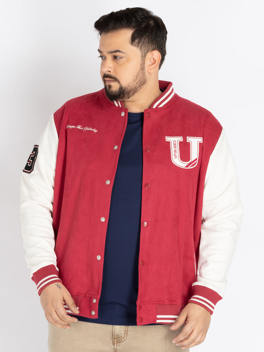 Mens Plus Size Red Varsity Jacket