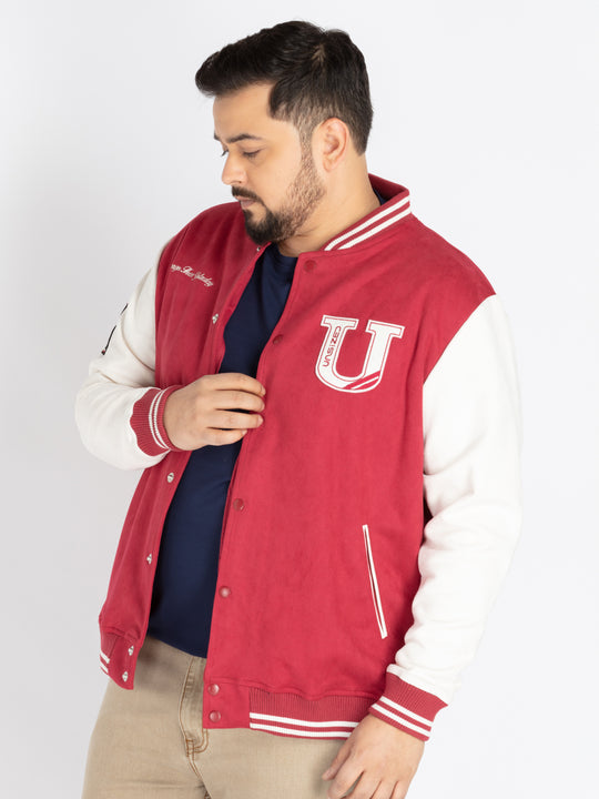 Mens Plus Size Red Varsity Jacket