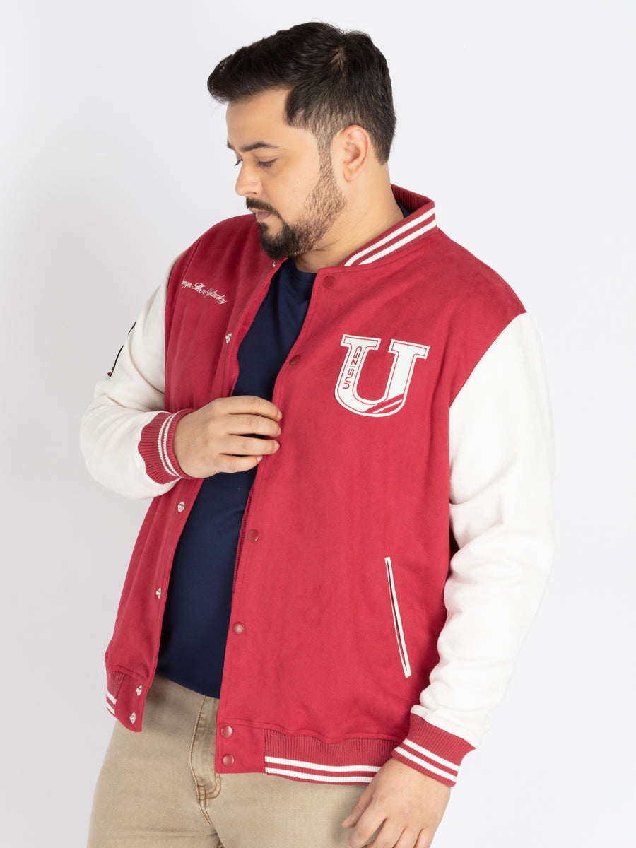 Mens Plus Size Red Varsity Jacket