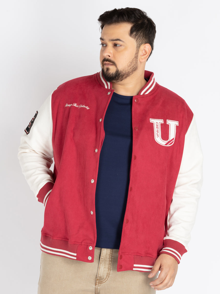 Mens Plus Size Red Varsity Jacket