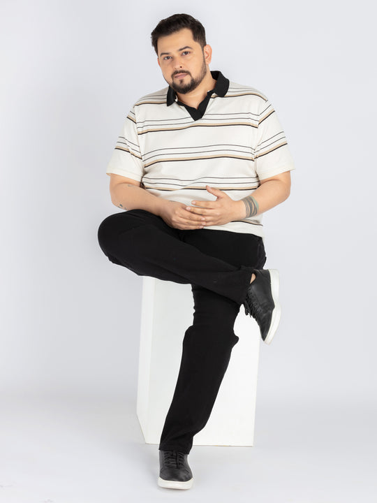 Mens Plus size Classic Striped Polo