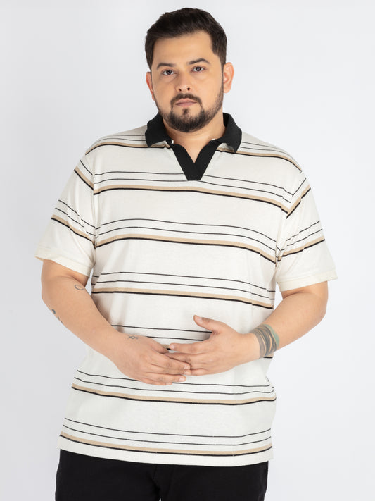 Mens Plus size Classic Striped Polo