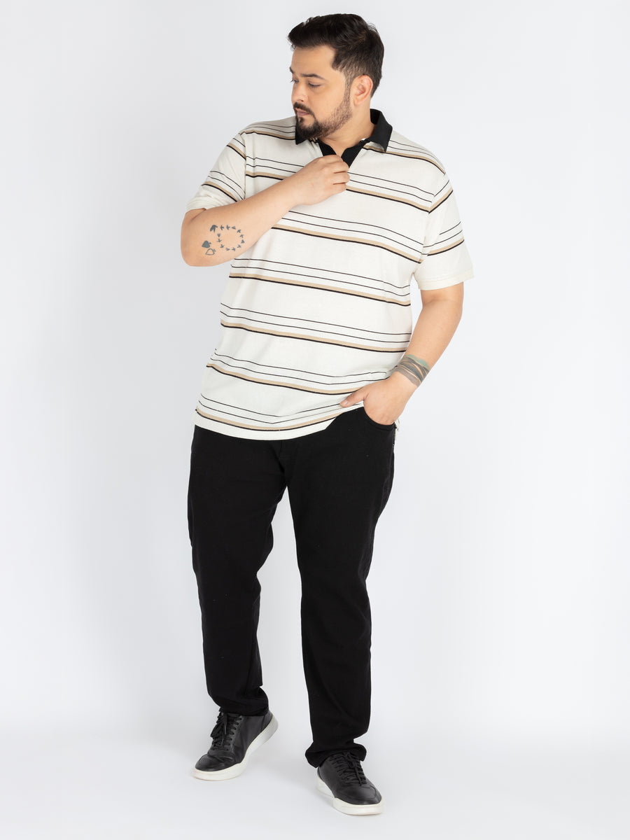 Mens Plus size Classic Striped Polo