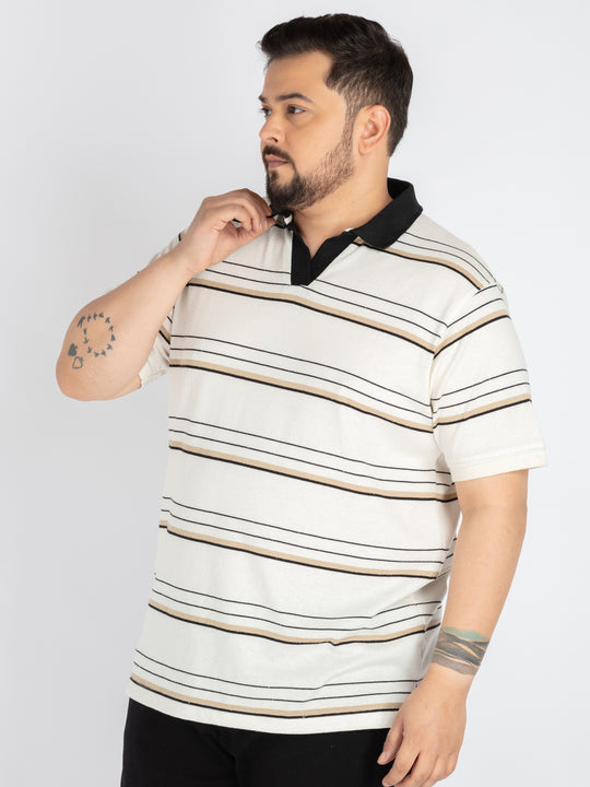 Mens Plus size Classic Striped Polo