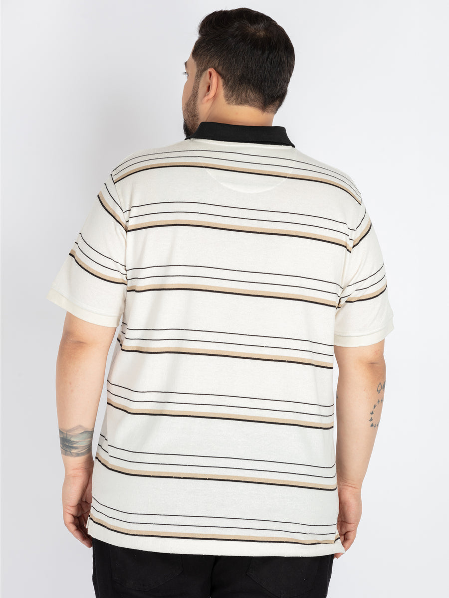 Mens Plus size Classic Striped Polo