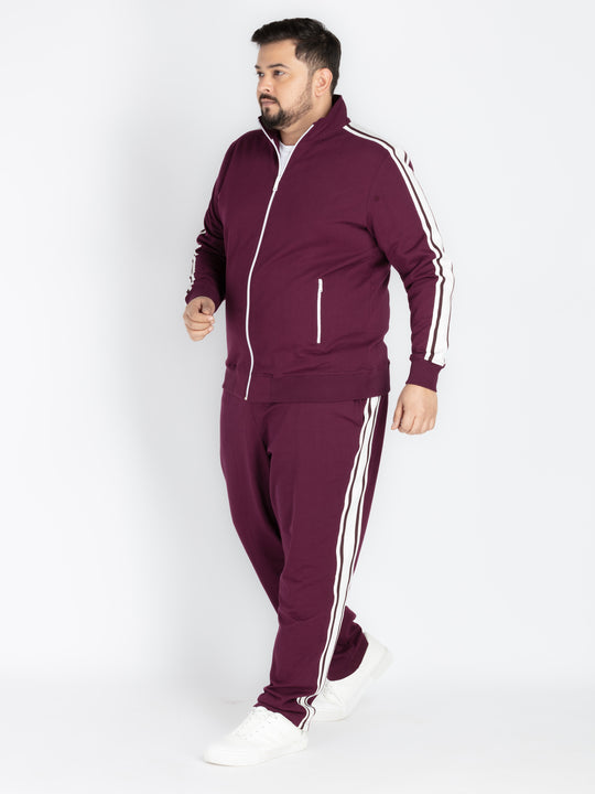 Mens Plus Size Wine Solid Track Pant