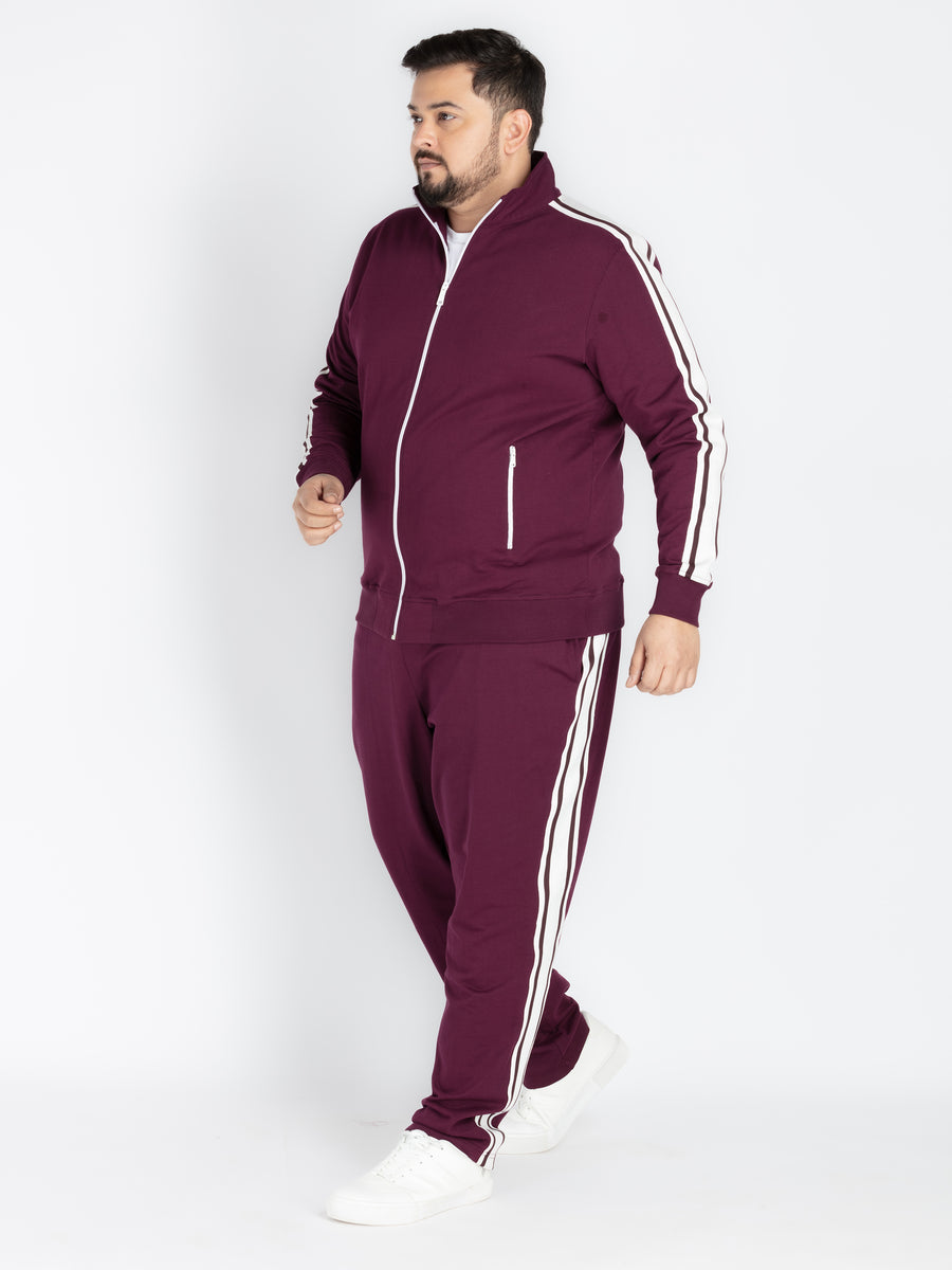 Mens Plus Size Wine Solid Track Pant