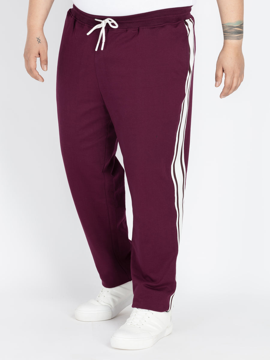Mens Plus Size Wine Solid Track Pant
