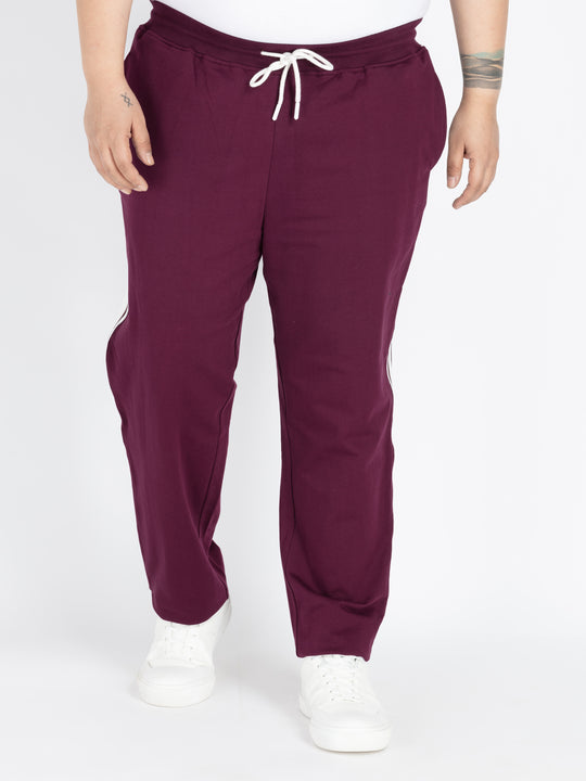 Mens Plus Size Wine Solid Track Pant