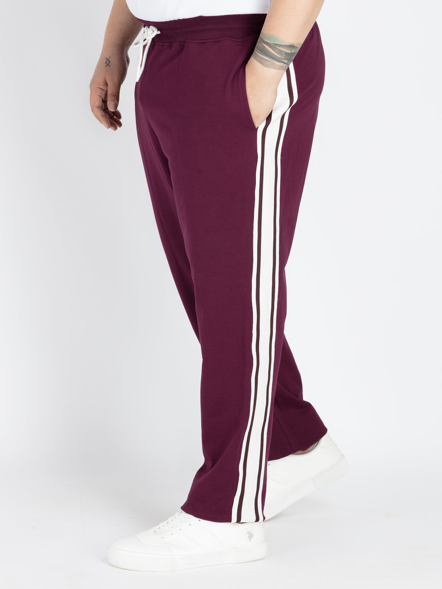 Mens Plus Size Wine Solid Track Pant