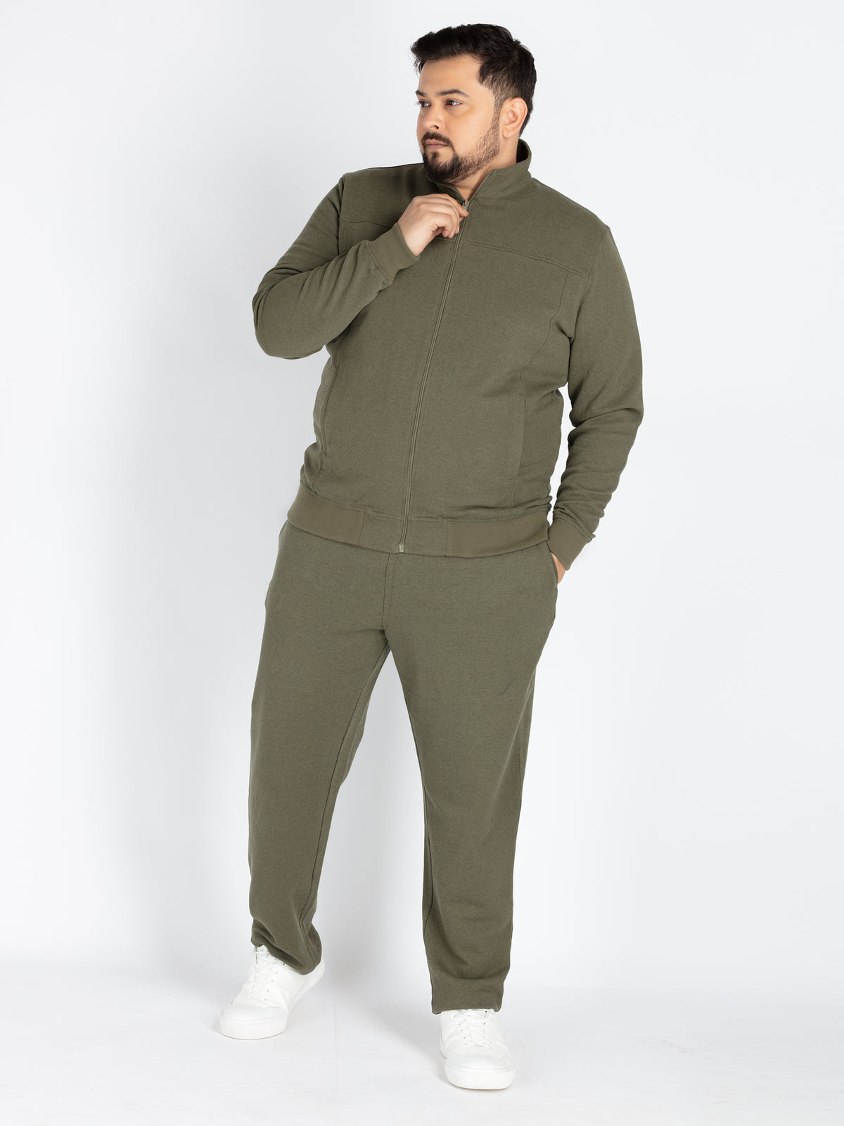 Mens Plus Size Olive Solid Track Pant