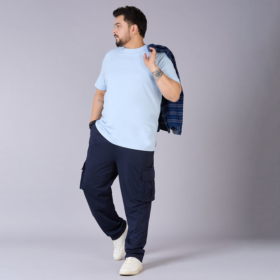 Mens Plus Size Navy Track Pants with Utility Pockets