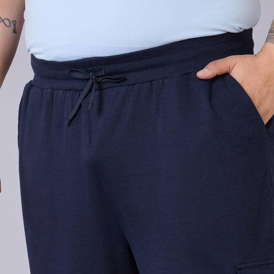 Mens Plus Size Navy Track Pants with Utility Pockets