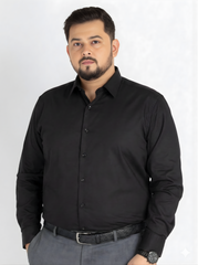 Plus Size Men's Cotton Satin Stretch Evening wear Shirt with Spread Collar