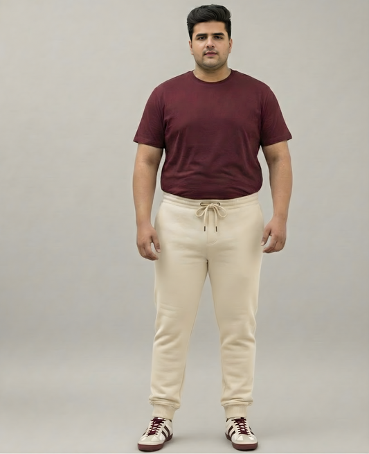Plus Size Beige  Premium Fleece Joggers