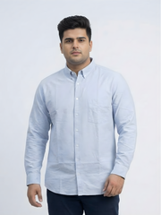 Mens Plus Size Blue Button Down Collar Oxford Shirt