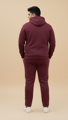 Plus Size Maroon Half-Zip Fleece Hoodie