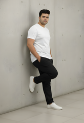 Plus Size Black  Premium Fleece Track Pants