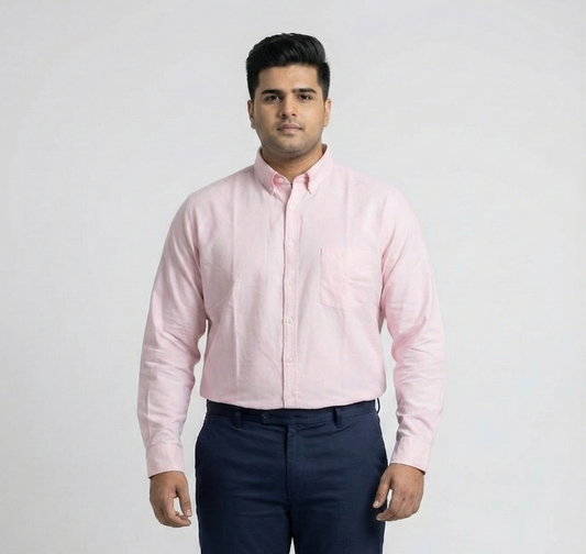 Plus Size Men's Classic 100% Cotton Oxford Button-Down Shirt