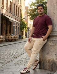 Plus Size Beige  Premium Fleece Joggers