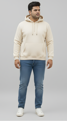 Plus Size Beige Half-Zip Fleece Hoodie