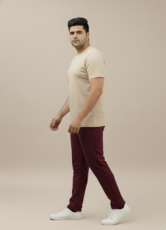 Plus Size Maroon  Premium Fleece Track Pants