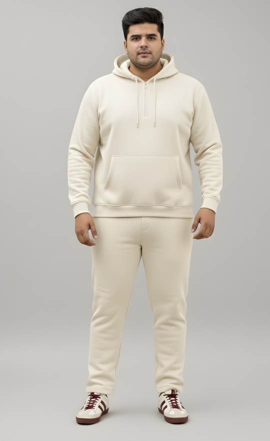 Plus Size Beige  Premium Fleece Joggers