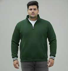 Plus Size Green Premium Fleece Half-Zip Sweatshirt