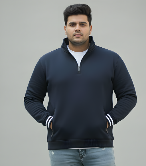 Plus Size Navy Premium Fleece Half-Zip Sweatshirt
