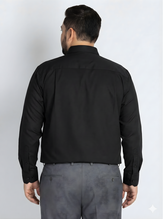 Plus Size Men's Cotton Satin Stretch Evening wear Shirt with Spread Collar