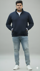 Plus Size Navy Premium Fleece Half-Zip Sweatshirt