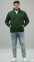 Plus Size Green Premium Fleece Half-Zip Sweatshirt