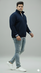 Plus Size Navy Premium Fleece Half-Zip Sweatshirt