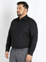 Plus Size Men's Cotton Satin Stretch Evening wear Shirt with Spread Collar