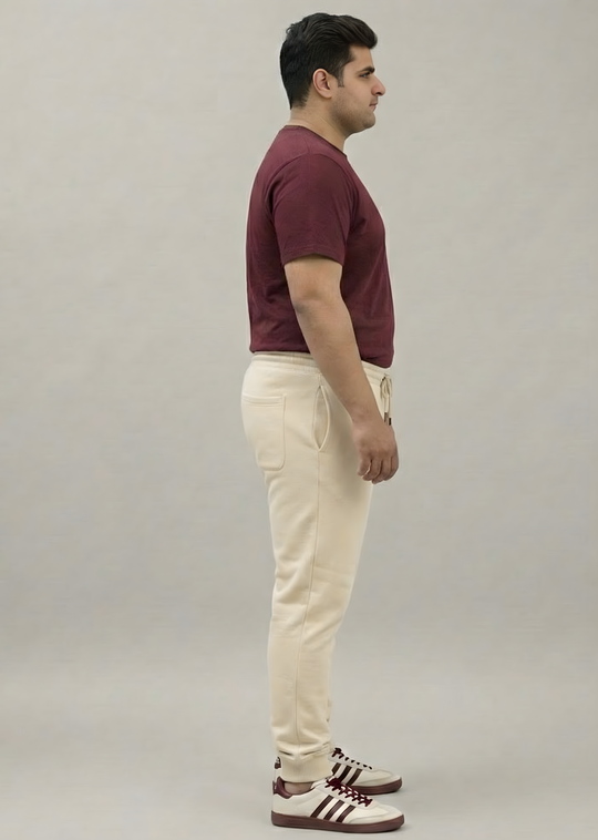 Plus Size Beige  Premium Fleece Joggers