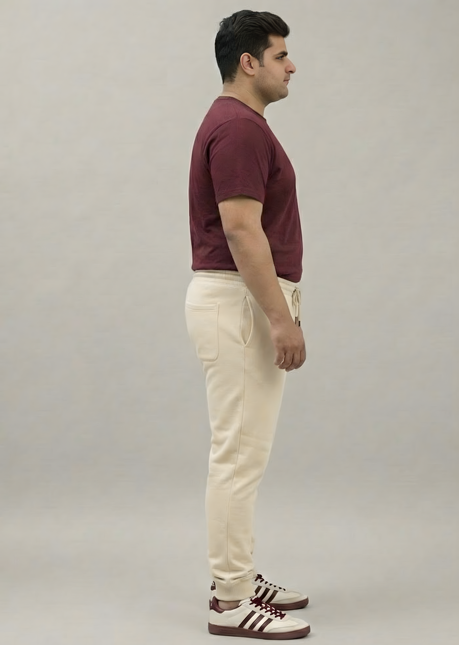 Plus Size Beige  Premium Fleece Joggers