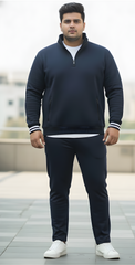 Plus Size Navy  Premium Fleece Track Pants