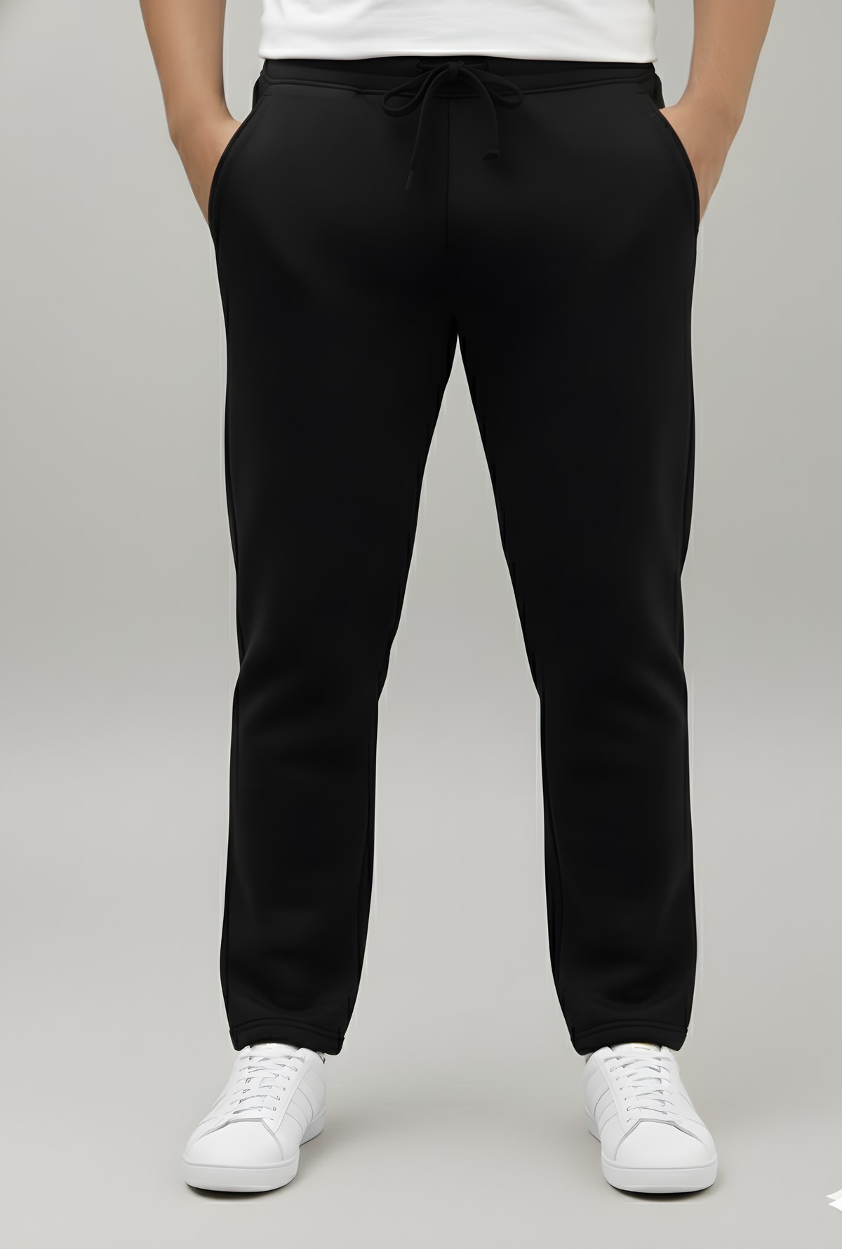Plus Size Black  Premium Fleece Track Pants